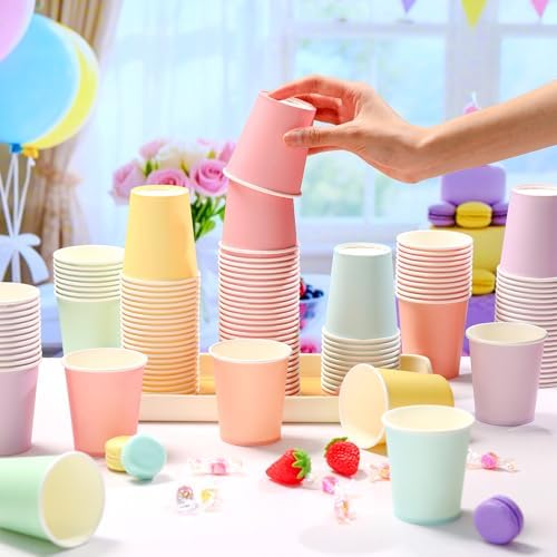 Mimorou 300 Pack 8 oz Disposable Paper Cups, Macarons - Image 4