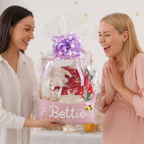 Baby Shower Basket Gift Set Baby Crate Closet,Pink - Image 6