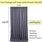40ftx10ft Wrinkle Free Charcoal Backdrop Curtains for Parties, 8 Panels 5x10ft Silky Polyester Photo Backdrop Drapes for Wedding Birthday Photography Background Backdrop Stand - Image 4