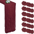 6 Pack Burgundy Cheesecloth Table Runner 10Ft 23 x 120 Inch by RestfulGlow