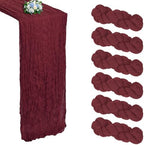 6 Pack Burgundy Cheesecloth Table Runner 10Ft 23 x 120 Inch by RestfulGlow