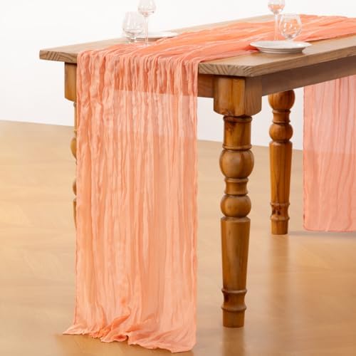 DeZerlor Peach Cheesecloth Table Runners 12 Pack Summer Boho Runners - Image 5