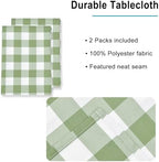 Hiasan Buffalo Plaid Tablecloth 60 x 84 inch 2 Pack Sage Green and White - Image 4