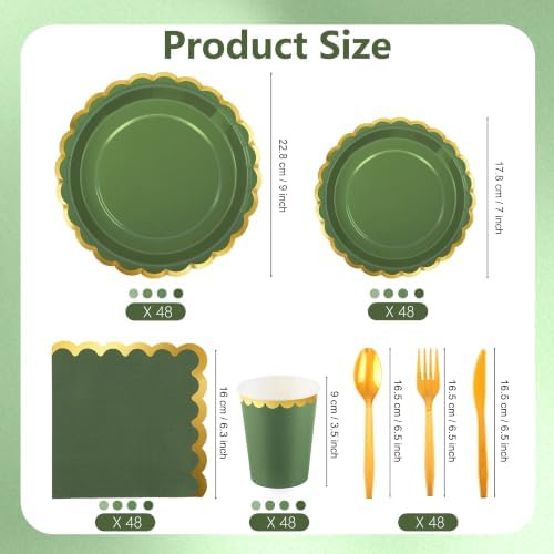 Kochorie 336PCS Sage Green Disposable Dinnerware Set Serves 48 Guests - Image 2