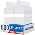 GSSUSA 600 Pack 8x4.25x10.5'' Paper Bags with Handles Bulk, White Paper Gift Bags for Small Business by GSSUSA