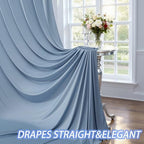 50ft×12ft Wrinkle Free Dusty Blue Backdrop Curtain for Wedding Parties,10 Panels 5×12ft Long Silky Polyester Fabric Backdrop Drapes Photo Back Drop Cloth for Birthday Photography Background - Image 6