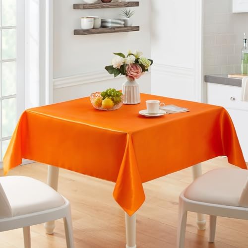 6 Pack Satin Table Cover Rectangle, 60 x 120 Inches, Orange - Image 6