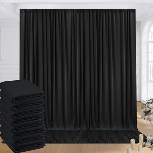 40ftx8ft Wrinkle Free Black Backdrop Curtains for Parties, 8 Panels 5×8ft Soft Silky Polyester Drapes for Backdrop Decor Party Graduation Halloween Wedding Photo Photograhy Stage Background Curtain by ENJOYYOURPARTY