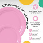 Party Solids Exquisite Pink Paper Plates Disposable Heavy Duty 200 Pcs - 100-7 & 100-9 Pink Disposable Plates for Party Heavy Duty 350 GSM for Birthday Supplies - Image 4