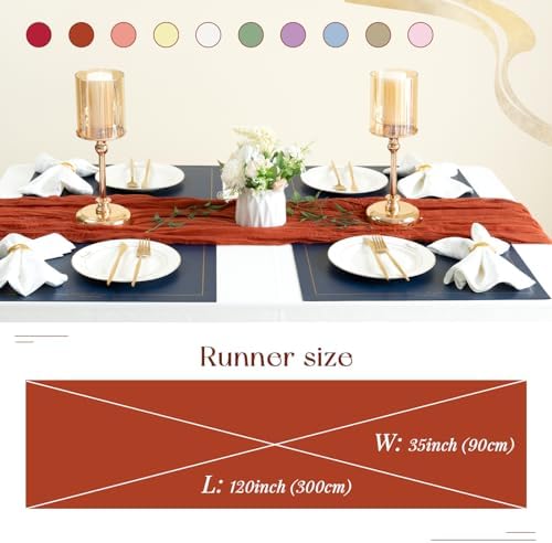 Sioloc Terracotta Table Cloth Cheesecloth Table Runner 10ft Rustic for Tea Wedding Party Baby Bridal Centerpiece Fall Decor for Home Halloween Thanksgiving - Image 3