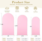 White and Pink Arch Cover 3 Set-7.2FT, 6.6FT, 6FT Arch Backdrop Cover Spandex Fitted 2-Color Fabric Stand Covers for Baby Shower Gilrs Birthday Party Ceremony Banquet Photo Background Decorations - Image 6