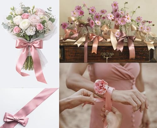 25 Metres Satin Ribbon Dusky Pink 38 mm Ribbon Dusty Rose Ribbon Satin Decorative Ribbon Pink Gift Ribbon Dusky Pink - Image 2