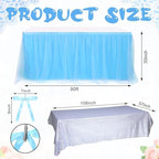 5 Pcs Princess Party Decor Blue Silver Sequin Tulle Table Skirt 30 x 108 in - Image 2