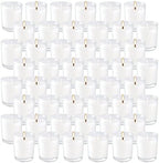 Set of 48 White Votive Candles,Unscented Candles Filled in Clear Glass,Ideal Gift for Weddings,Emergency Lighting,Aromatherapy,Holidays,Meditation,Parties by YIH