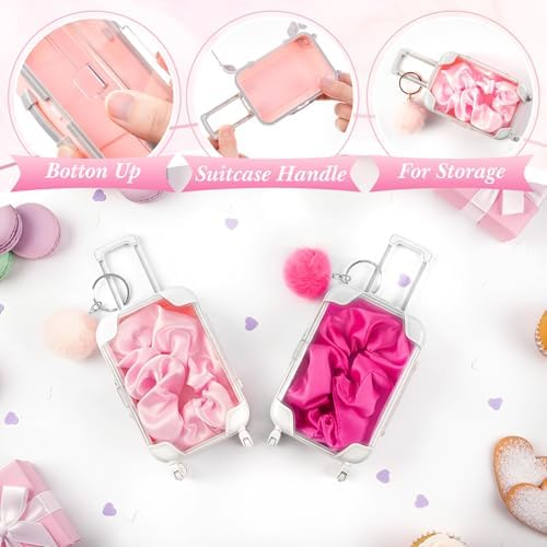 LemonRoad 60 Pcs Mini Empty Suitcase Box with Plush Keychain, 2 Pink - Image 3