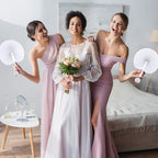MCEAST 100 Pack White Folding Handheld Paper Fans, Wedding Favor Fans - Image 6