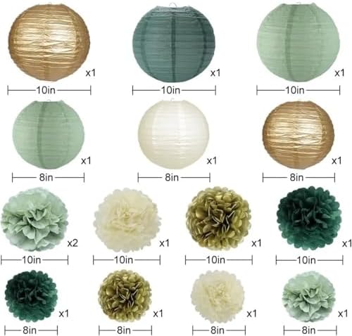 2/5sets Sage Green Tissue Paper Pom Poms Red Christmas Flowers Birthday Baby Shower Wild Safari Jungle Botanical Greenery(1,5sets) - Image 2