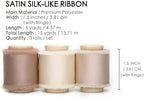 Vitalizart 3 Rolls Handmade Chiffon Silk Ribbon 1 1/2 Inch Nude & White with 3 Rolls Silk Satin Ribbon 1 1/2 inch Champagne & Nude - Image 4