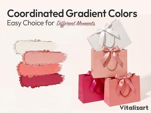 Vitalizart Large Paper Gift Bags With Handles & Ribbon Bows Thick Texture - Image 5