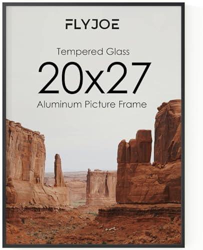 FLYJOE 20x27 Metal Picture Frame - Black Aluminum Picture Frames with Real Glass, Wall Mounting Horizontally or Vertically, Diploma, Certificates and Decor for Wall Gallery 27x20 Frame, Black by FLYJOE
