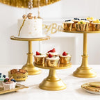 HBlife 3 PCS Gold Cake Stand Set (8"/10"/12" Cake Plate), Metal - Image 6