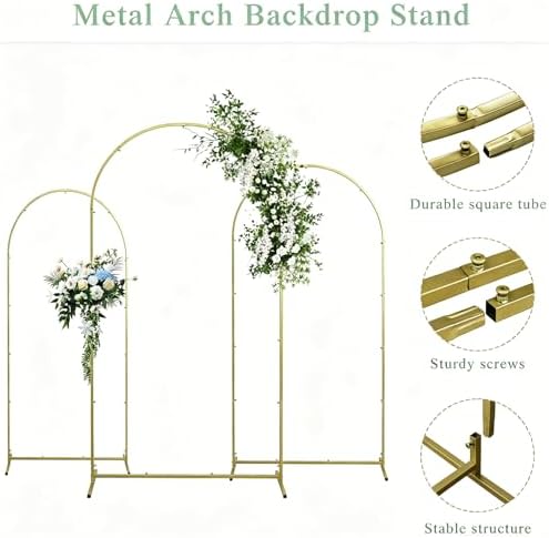 3PCS Metal Arch Backdrop Stand,6+6.6+7.2FT with Covers,Balloon Arch Stand - Image 4