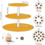 J JOYSAY Yellow Orange Print Acrylic Cupcake Stand 3 Tier Dessert Table Display Set Clear Cake Stands for Party Wedding Baby Shower Decorations Easy Assembly Macaron Tower - Image 3