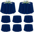 sancua Round Tablecloth 120 Inch Fit 48-96 Inch Tables, 8 Pack Navy Blue by sancua