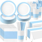 Funnymoom 452 Pcs Light Blue and White Party Decoration Supply for 50 Guest by Funnymoom