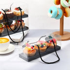 Thenshop 40 Pcs Clear Cupcake Boxes 9x3x3 in 3 Compartment Holder,Black - Image 4
