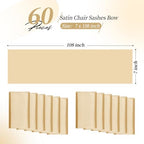 YMHPRIDE 60 PCS Champagne Satin Chair Sashes, 7x108 Inch Ties Chair Bows - Image 2