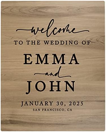 Andaz Press Large Wooden Welcome Sign for Wedding Rustic Welcome Sign 16" x 20" Custom Names Date & Location Fall Wedding Signage English Oak MDF Wood Finish Wedding Reception Indoor Outdoor Signs by AndazPress
