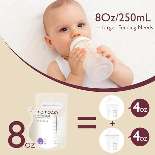 Momcozy 8oz Breastmilk Storage Bags,Temp-Sensing & Pour Spout,120 Count - Image 5
