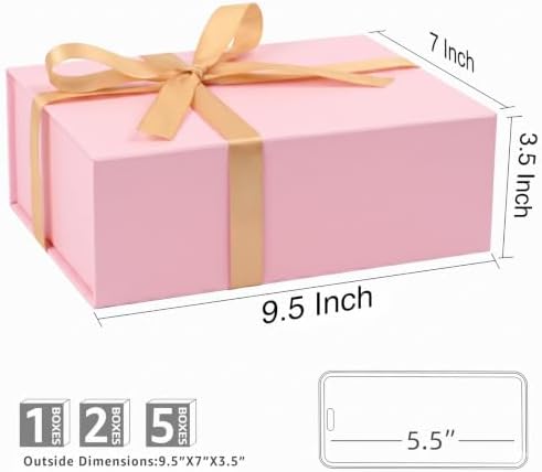 LIFELUM Pink Wedding Gift Box with Magnetic Lid for Presents, 9.5"x7"x3.5" - Image 2