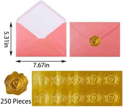 A7 Light Pink 5x7 Envelopes 250Pcs, 120g Pearl Paper with Gold Seals - Image 2