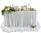 Pooling and Floating Chiffon Table Skirt with Extra Length, 6FT 9FT 14FT Sheer Tablecloth, Baby Shower, Birthdays Party, Main Cake Table Decoration, Wdding Table Skirt (Snow White, 6FT) - Image 2