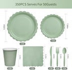 Goodluck 350 PCS Sage Green Paper Plates Set, 50 Guest Green Party Supplies - Image 2