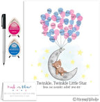 Teddy Bear and Moon Baby Shower Fingerprint Poster Guestbook Alternative Set with Ink Pads and Pen (Gender Reveal Party, 8.5x11 Inches) - Image 6
