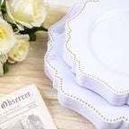 COLOSUS 60PCS White Plastic Plates, Beaded Plastic Plates for Wedding. - Image 5