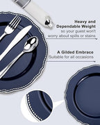 Hioasis 350 Pcs Blue Silver Plastic Plates Wedding & Party - Image 4