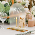HOODO Frosted Arch Acrylic Wedding Table Numbers 1-15 with Stands, 5"x7" Arched Acrylic Signs with 3D Gold Numbers, Frosted 3D Table Numbers for Wedding Reception by Unknown