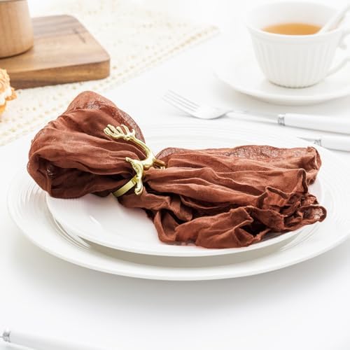 60 Pack Terracotta Cheesecloth Napkins 21x21 Inches Terracotta Cloth Napkins Washable Set of 60 Dinner Table Napkins for Wedding Bridal Baby Shower Rustic Boho Cotton Gauze Summer Party Table Decor - Image 5