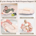 4 in 1 Tummy Time Mat with Educational Cards, Play Mat & Sitting Support for Newborn 0-12 Months, Infant Baby Sit Me Up Floor Seat, Sensory Skills Gifts, Rainbow - Image 3