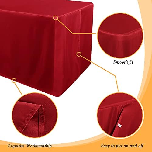 Obstal 2 Pack 8FT Red Table Cloths for Standard Folding Tables - Image 4