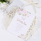 50Pcs Gold Glitter Laser Cut Wedding Invitation with Envelopes RSVP Cards - Image 5