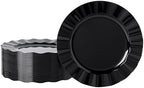 72 Pack Black Plastic Plates, 10" Disposable Wave Edge Dinner Plates by NZVCNTableware