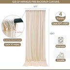 20x10ft Wrinkle Free Cream Backdrop Curtain for Parties Soft Fabric Drapes Wedding Curtain Backdrop for Birthday Party Decorations Background for Photography 5x10ft,4 Panels - Image 3