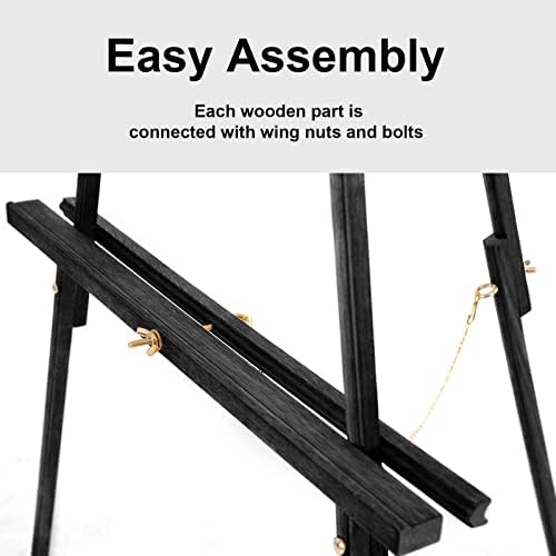 Falling in Art 65" A-Frame Wooden Tripod Easel Stand (Black) - Image 3