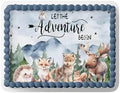 ADVENTURE BEGINS BABY SHOWER CAKE TOPPER, OH BOY BABY SHOWER, ADVENTURE BEGINS DECORATIONS, ADVENTURE BEGINS CAKE TOPPER, WOODLAND CAKE TOPPER (11.75'' x 16.25'' 1/2 SHEET) by Handmade