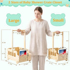 Small Wooden Baby Shower Crate Closet with Wheels and Handle - Image 2